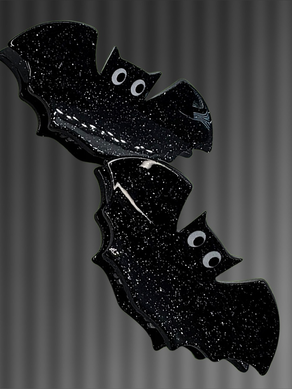 Black Bat Sparkle Hair Clips - Set of 2